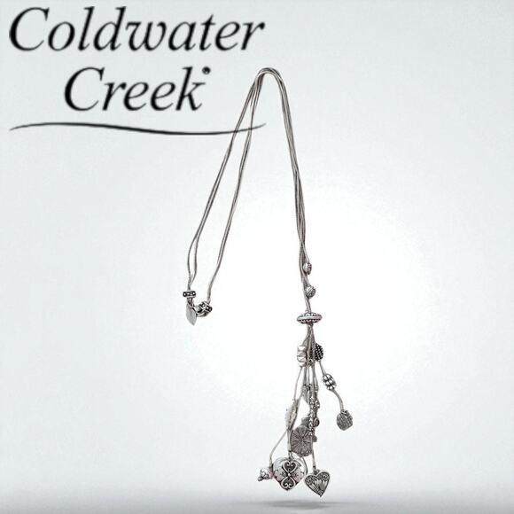 Coldwater Creek Multi Chain Tassel Charms Silver Tone 20" Necklace - Picture 1 of 4